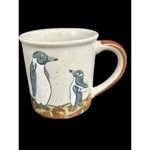 Vintage Otagiri Penguin Coffee Mug Cup Speckled Stoneware Brown Handle 4"